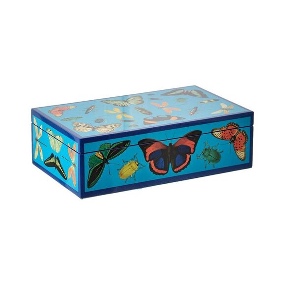Jonathan Adler Medium Lacquer Botanist Box Blue